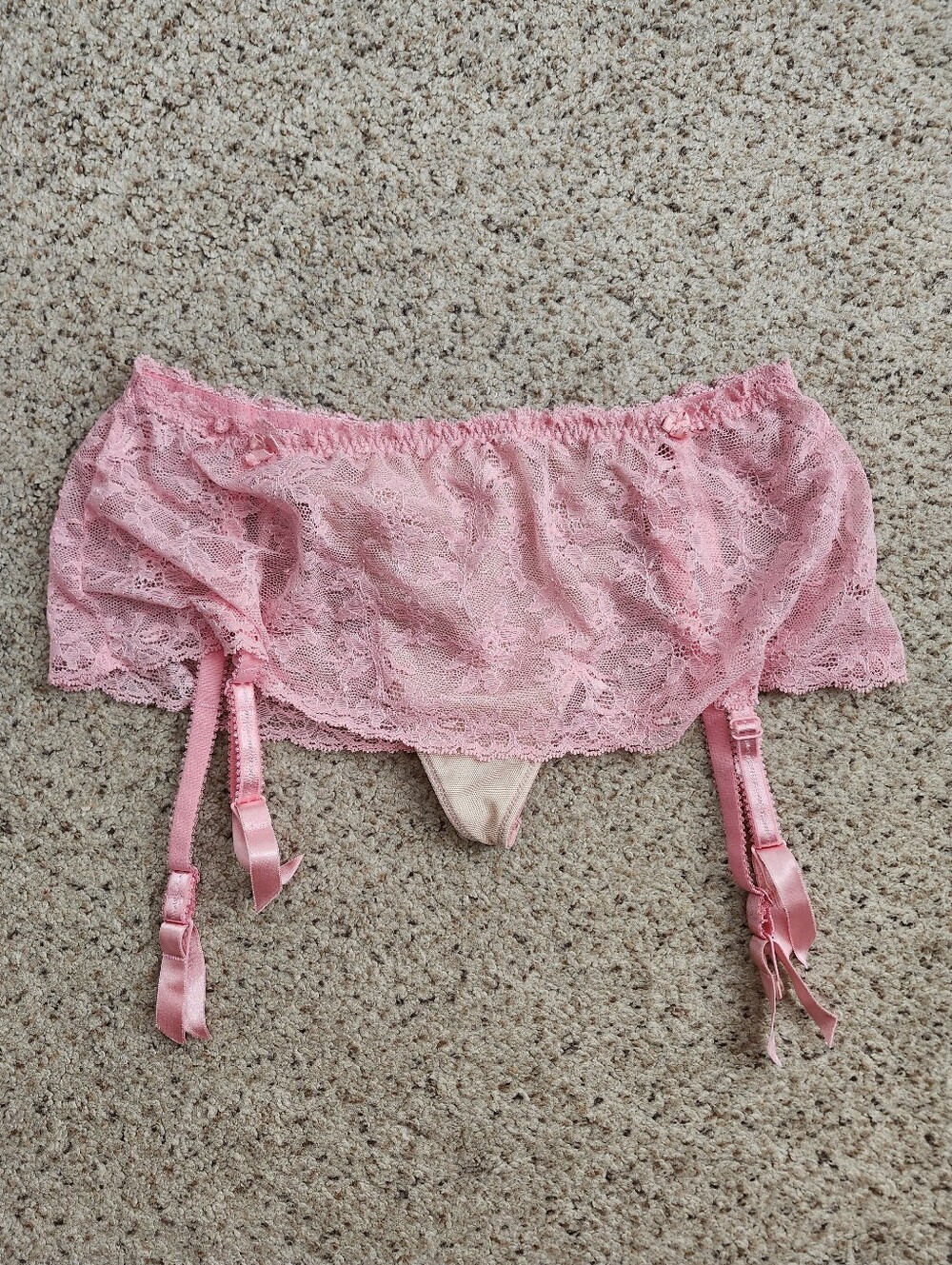 Victoria's Secret Vintage Pink Lace Garter Belt Lingerie
